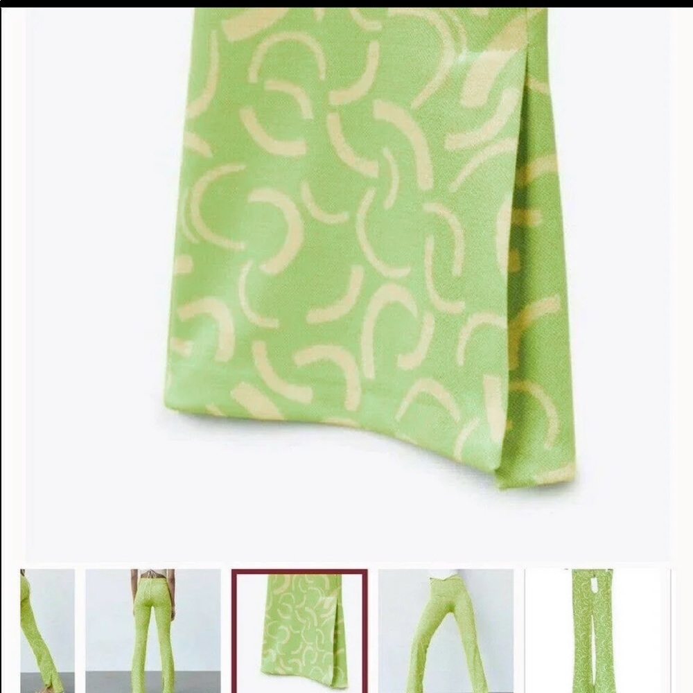 NWT Zara green knit retro vibes pants with slit at bottom - Picture 2 of 9